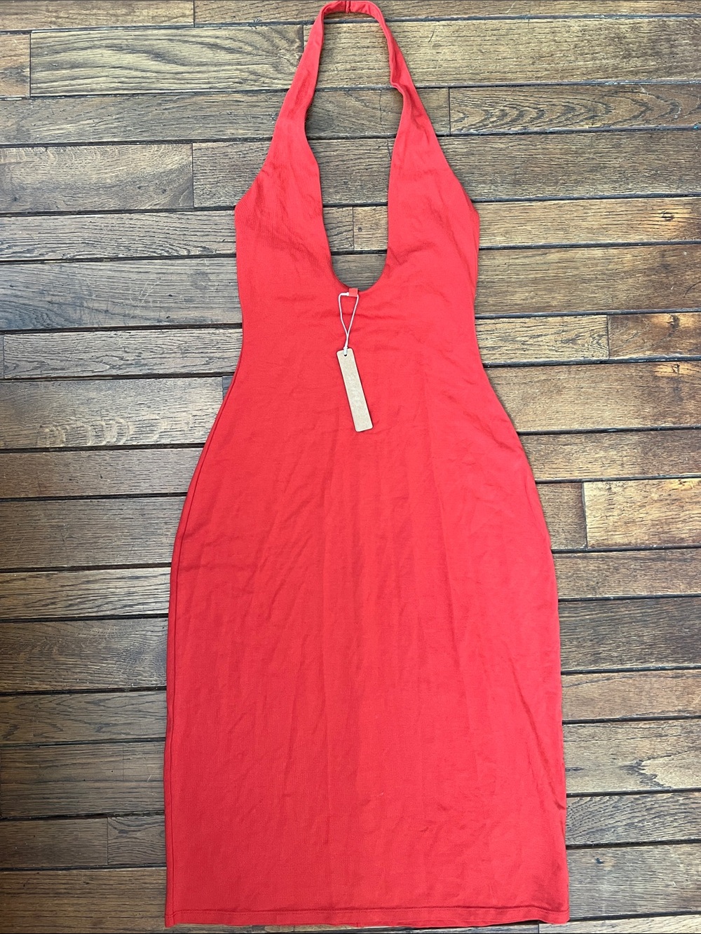 SKIMS Terra Red Smooth Lounge Midi Halter Dress Size Small New With Tags NWT